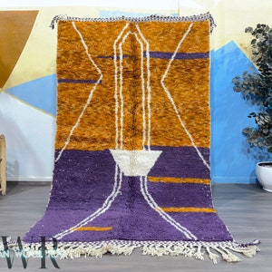 Moroccan Purple rug - Beni Ourain rug - All Wool Berber rug - Vintage Area rug - Handmade rug - Bohemian Rug - Soft Wool rug