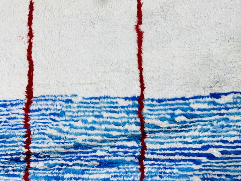 Blue Moroccan Berber Carpet, Handmade Wool Rug, Wool Area Rug