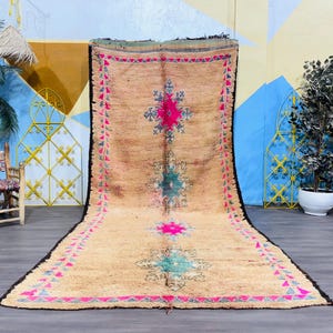 Moroccan Wool Rug - Vintage Handmade Berber Carpet - Boho Tribal Decor - Rustic Area Rug