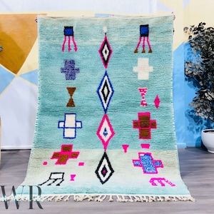 Custom Green Berber Rug: Handmade Lamb Wool Moroccan Rug