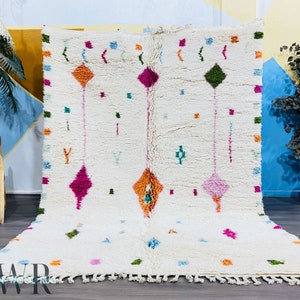 Custom Moroccan Wool Rug: Colorful Geometric Design, Handwoven Boho Carpet
