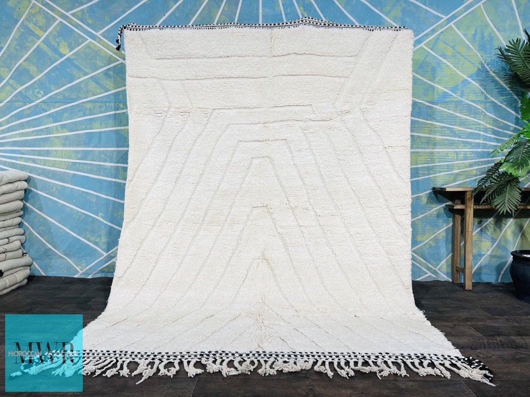 White Handmade Rug, Moroccan Custom Rug, Solid White Rug, Plain White