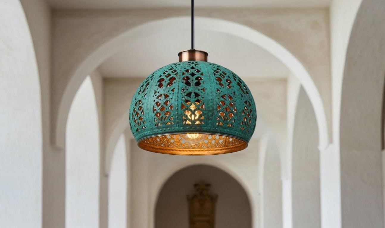 Handmade Green Patina Light , Hanging Dome Lamp , Copper Dome Pendant Lamp, kitchen island Light,Copper Dome Lamp