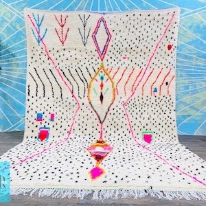 Custom Handmade Azilal rug, multicolored wool rug; traditional Moroccan; Chic rugs, personalized rugs