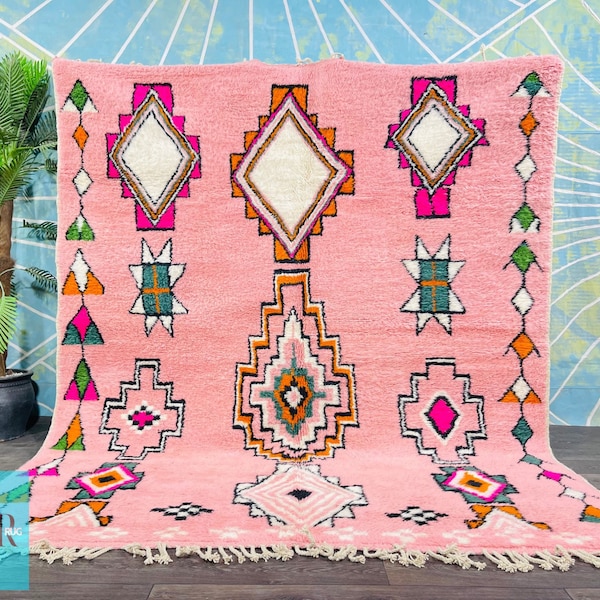 Custom Pink rug - Traditional Moroccan rug - Moroccan Vintage rug - Rug for living room - Tapis Berber