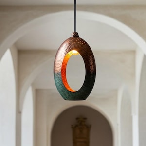 Handmade Copper Dome Pendant Light: Rustic Industrial Kitchen Lighting
