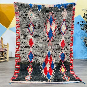 Exclusive Boucherouite Rug, Moroccan Rug, Handmade Fabric Rug, Colorful Boucherouite Rugs, Tapis Berbere