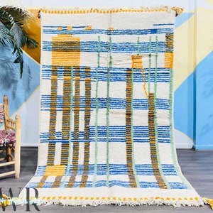 Handmade rug - Moroccan area rug - Beni Ourain rug - Handmade Berber rug - Custom Moroccan rug - Moroccan Blue rug - Moroccan wool rug