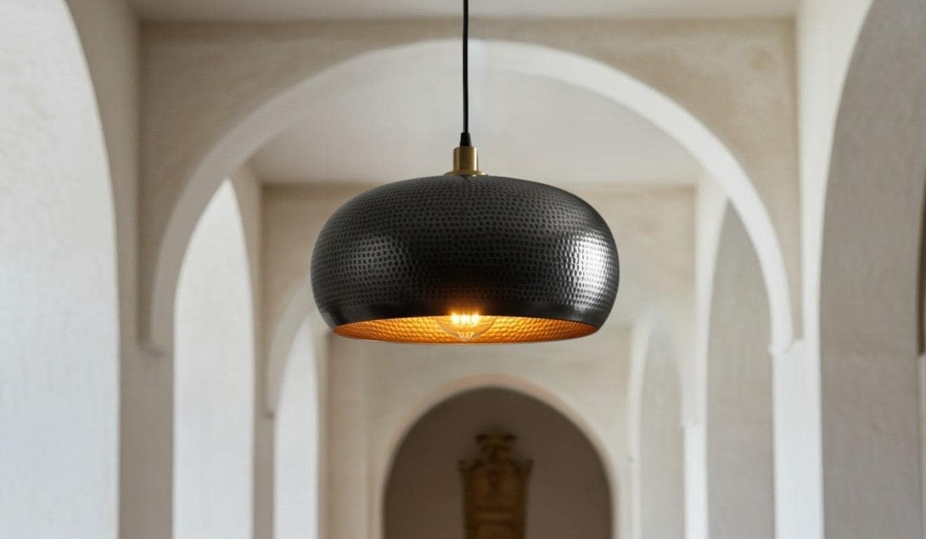 Handmade Hammered Copper Dome Pendant Light: Industrial Rustic Lighting