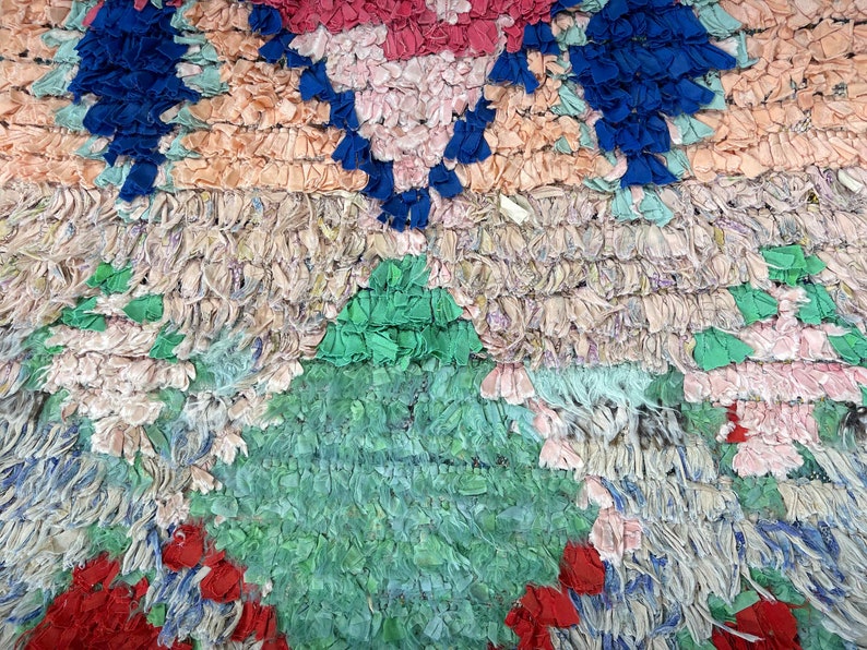 Vintage runner Boucherouite Rug, rug Living Room aesthetic, Hallway rug, Colorful Runner, Morocco Runner rug, Boucherouite rugs image 3