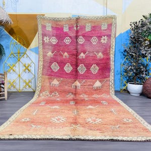 Handmade Moroccan Rug - Vintage Wool Carpet - Boho Berber Area Rug - Tribal Moroccan Decor