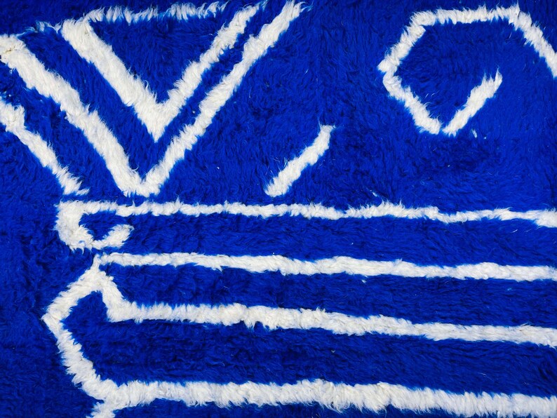 Custom Moroccan Blue Rug Berber Wool Rug Blue and White Rug Handmade