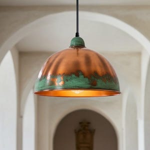 Handmade Copper Dome Pendant Light: Industrial Kitchen Island Lighting