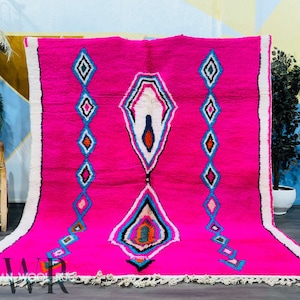 Strong Pink Moroccan Rug - Custom Area Rug - Moroccan Rug - 8x10 Beni Ourain Rug - Berber Rug - Wool Personalized Rug