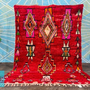 Custom Red rug - Traditional Moroccan rug - Moroccan Vintage rug - Rug for living room - Tapis Berber