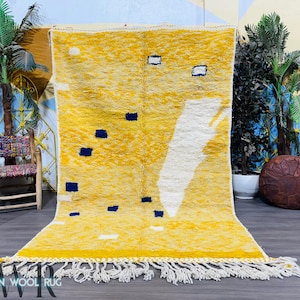 Moroccan Yellow rug - Beni Ourain rug - Wool Berber rug - Handmade rug - Berber Yellow rug - Moroccan rug