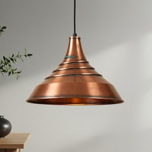 Handmade Copper Spiral Pendant Light: Rustic Farmhouse Lighting