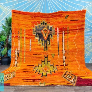 Shaggy ORANGE RUG, Orange area rug For Bed Room, Boujaad rug, Handwoven Moroccan Rug, Authentic Wool rug, Custom rug