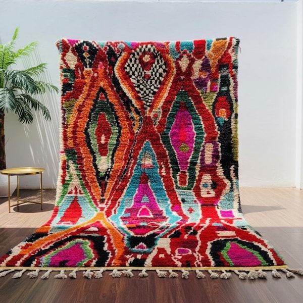 Handmade Colorful Beni Ourain Rug: Moroccan Wool Rug