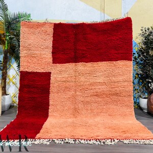 Peach&Red Morrocan rug; Handmade Moroccan rug; Soft Wool Area rug; Moroccan Mat; Contemporary Rug