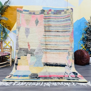 Gorgeous Moroccan Wool Rug - Handmade Berber Carpet - Modern Shaggy Wool Rug - Faded Boho Rug