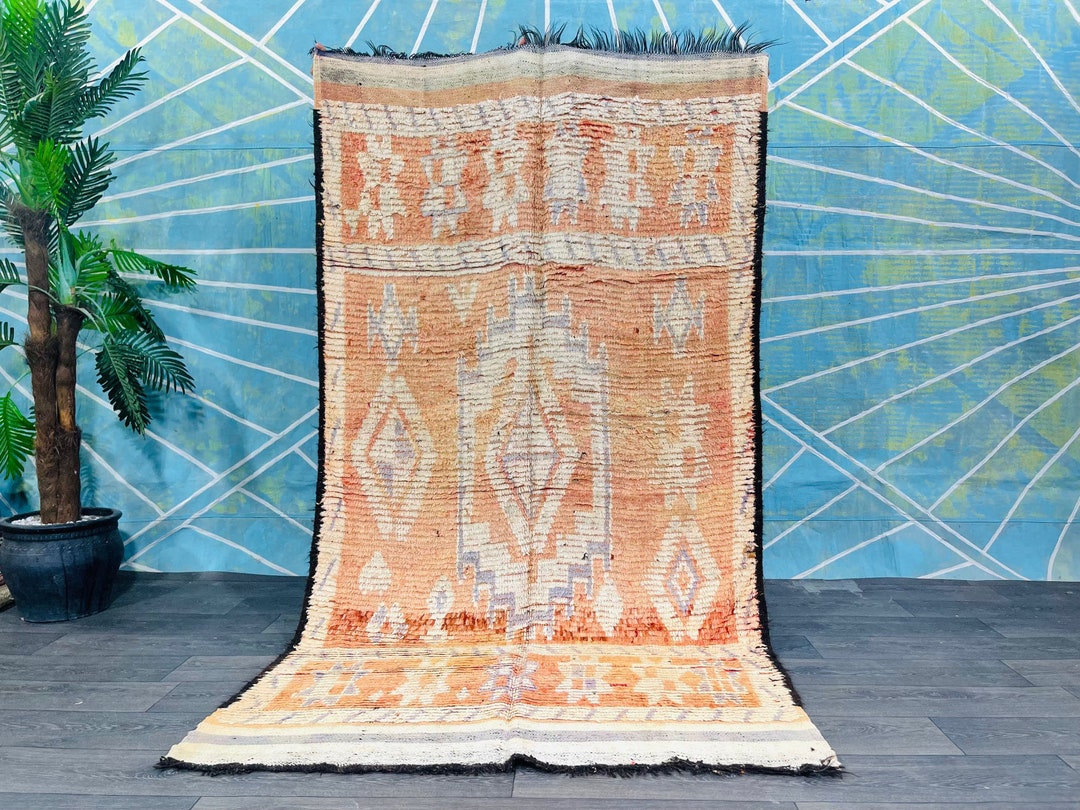 Authentic Boujaad Rug, Vintage Moroccan Rug, Area Rug for Living Room