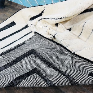 Modern Berber Rug, Handwoven Wool Carpet, Custom Area Rug, White and ...