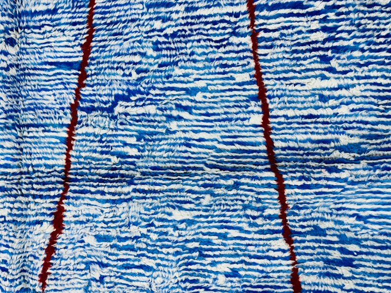Blue Moroccan Berber Carpet, Handmade Wool Rug, Wool Area Rug