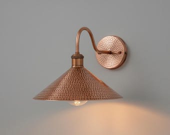 Kupfer Wandleuchte, rustikale Bauernhaus Beleuchtung, handgefertigte gehämmert Licht, Messing nicht lackiert Licht