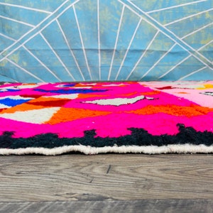 Handwoven Pink Moroccan Rug: Berber Wool Carpet image 4