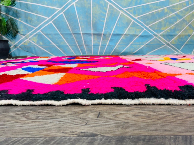 Handwoven Pink Moroccan Rug: Berber Wool Carpet image 4