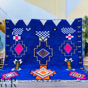 Custom Blue Beni Ourain rug, Handmade Berber rug, Moroccan rug, Large Blue rug, Moroccan wool rug, Custom Size rug