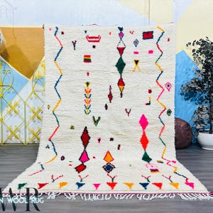 Colorful Moroccan Custom Rug - Handmade Wool Azilal Carpet - Geometric Diamond Berber Design - Boho Tribal Area Rug