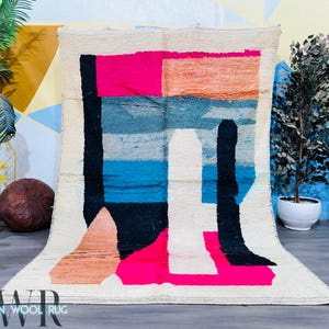 Authentic Moroccan Rug, Boujaad Wool Carpet, Bohemian Living Room Rug, Berber Area Rug