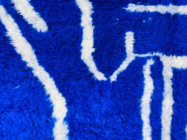 Custom Moroccan Blue Rug Berber Wool Rug Blue and White Rug Handmade