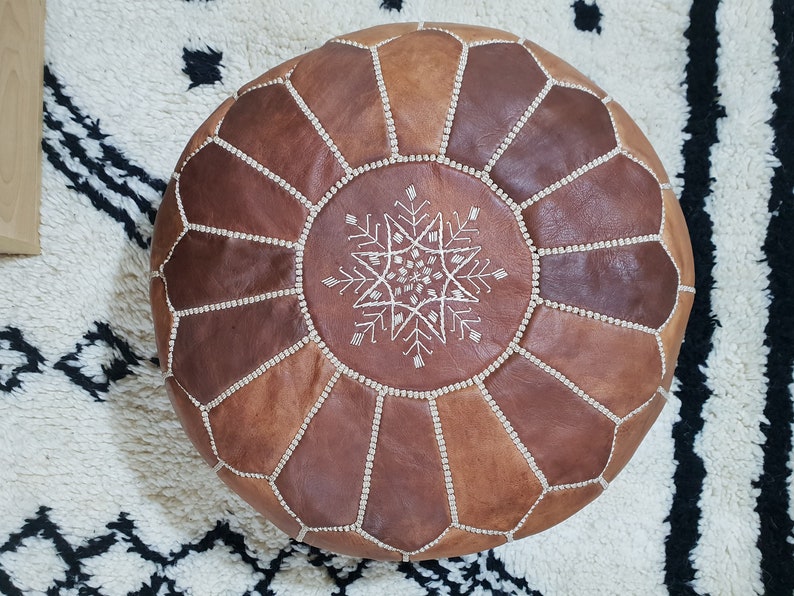 pouffe cuir,Hand Made Boho Moroccan Pouf Tan Leather ottoman footstool Poof Poufs Pouffe Pouffes Leather Natural. Pouf leather Pouffe