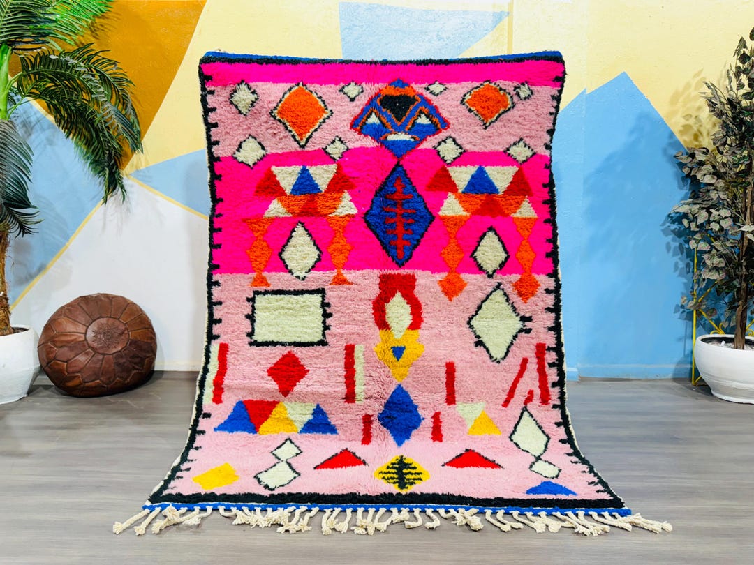 Pink Arabic Rug Amazing Pink Rug, Moroccan Wool Handmade Rug, Bedroom Morocco Rug ...