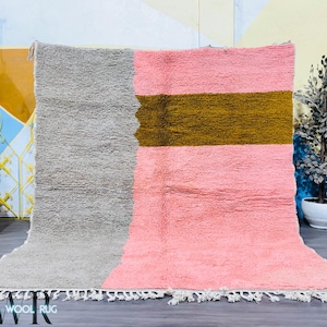 Handmade Moroccan Rug, Wool Area Carpet, Modern Boho Shag Rug, Beni Ourain Style Rug
