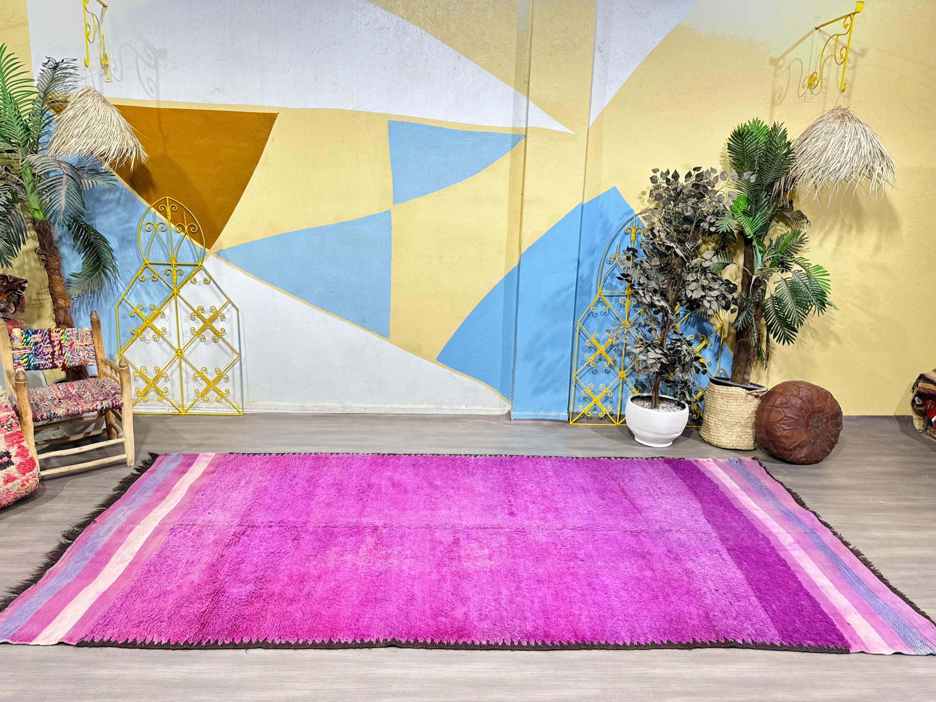 唯一無二のヴィンテージモロッコラグ - パープルウールベルベル