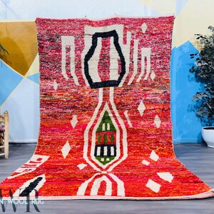Moroccan rug vintage - Boujaad rug - Handmade Berber rug - Morocco rug - Moroccan area rug - Red vintage rug - Wool rug