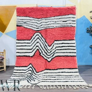 Pretty Moroccan rug - Wool Berber rug - Beni Ourain rug - Pink Handmade rug - Moroccan area rug  - Modern Boho Rug