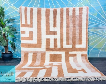 Brown Rug Morocco, Hand woven rug, Beni ourain style Morocco rug, Moroccan Handmade rug, Contemporary rug, Berber Rug