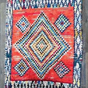 ANTIQUE MOROCCAN RUG Vintage Runner Boucherouite Berber rug Moroccan Area rug Traditional Moroccan Carpet Vintage Red Runner image 3