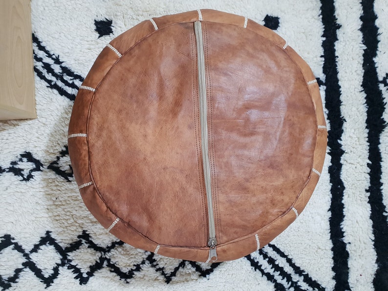 pouffe cuir,Hand Made Boho Moroccan Pouf Tan Leather ottoman footstool Poof Poufs Pouffe Pouffes Leather Natural. Pouf leather Pouffe