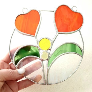 Stained glass hearts suncatcher for Valentine&#39;s Day. Window decoration and perfect gift for him and for her