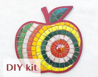 DIY mosaic kit for adults and children, DIY craft set for creating mosaic apple wall decor, perfect diy gift set