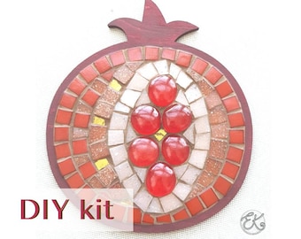 DIY Mosaik Set für Erwachsene und Kinder, DIY Bastelset zum Gestalten von Mosaik Granatapfel Wanddekor, perfektes DIY Geschenkset