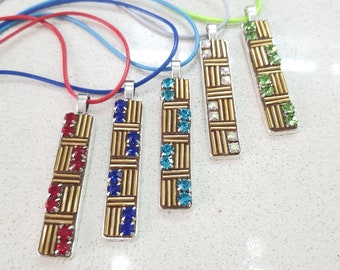 Colorful pendants: red, green, blue, turquoise and rainbow