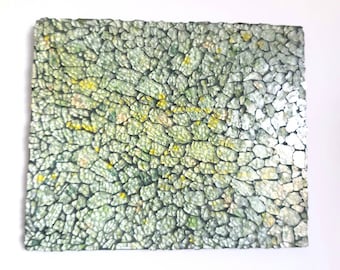 Green Glass Mosaic Wall Decor: Upcycled Tempered Glass Picture (11x9")