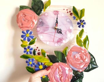 Fused glass wall clock